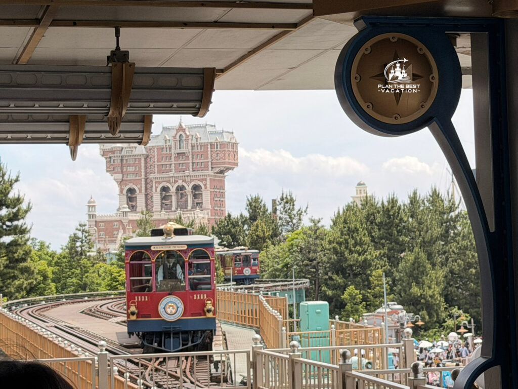 DisneySea Electric Railway and tower of terror behind it DisneySea Electric Railway and tower of terror behind it