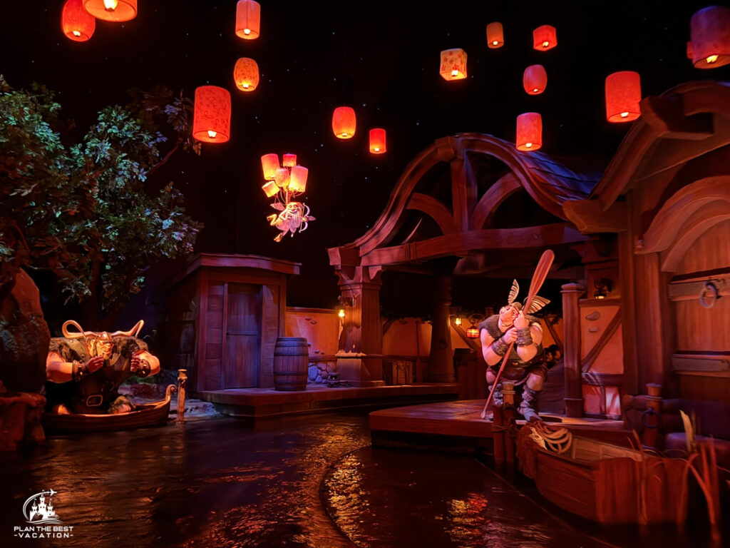 Rapunzel lantern festival ride at tokyo disneysea Rapunzel's Lantern Festival - This ride is so cute, we loved th Flynn and Max characters outside the tunnel and the breathtaking floating lantern scene. We laughed at the Ruffians and then were shocked when it was over just as quickly as it started. This ride is short, like really short. Still great and one of our favorites, but deffinetly get a DPA.