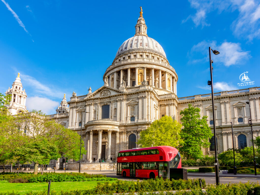 St. Paul's cathedral and double-decker bus, London, UK