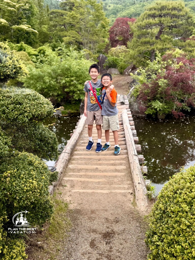 bridge in gardens near oshino hakkai