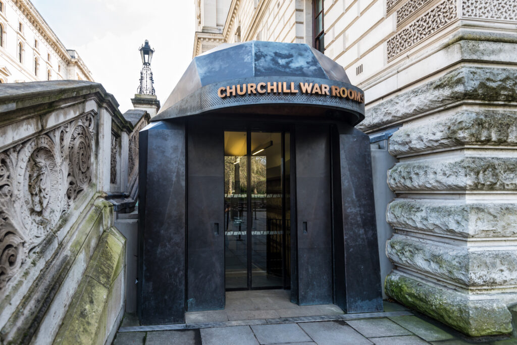 Churchill War Rooms entrance in central London