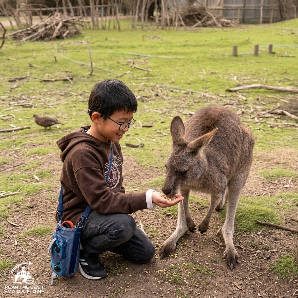 feeding a kangaroo at moonlit sanctuary melbourne australia