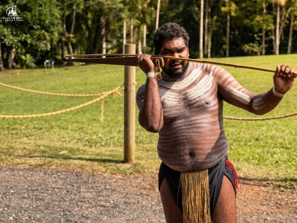 spear demonstartion aborigine cairns australia tour