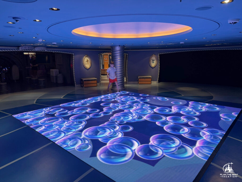 Disney Dream features a glowing, sensor-tracked Magic Play Floor inside Disney's Oceaneer Lab