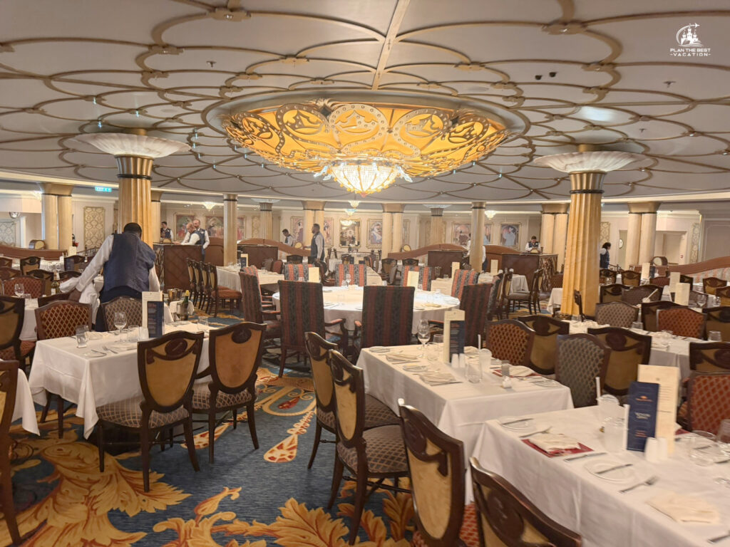 Royal Palace is an elegant princess-themed rotational main dining room on the Disney Dream serving French cuisine