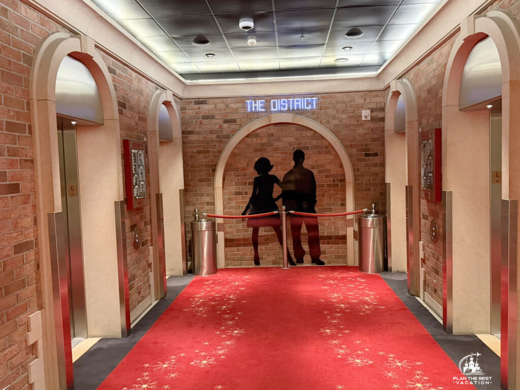 The District is an entertainment area on Deck 4 Aft of the Disney Dream cruise ship. After 9 PM its a nightlife hub featuring live music, trivia,