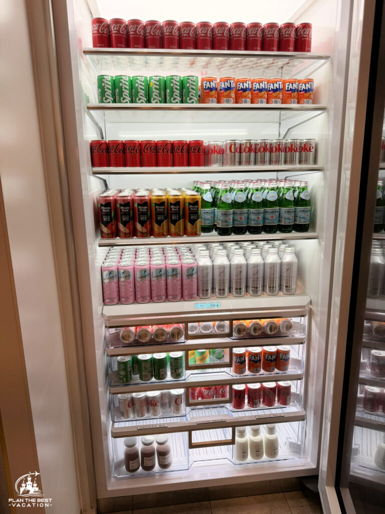 fridge with drinks for concierge guests